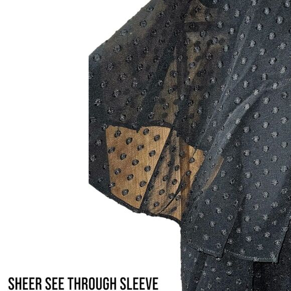 ISAACMIZRAHI LIVE! Plus,โSize Black Flutter Clip Dot Ruffle Short Sleeve Top - Picture 4 of 13